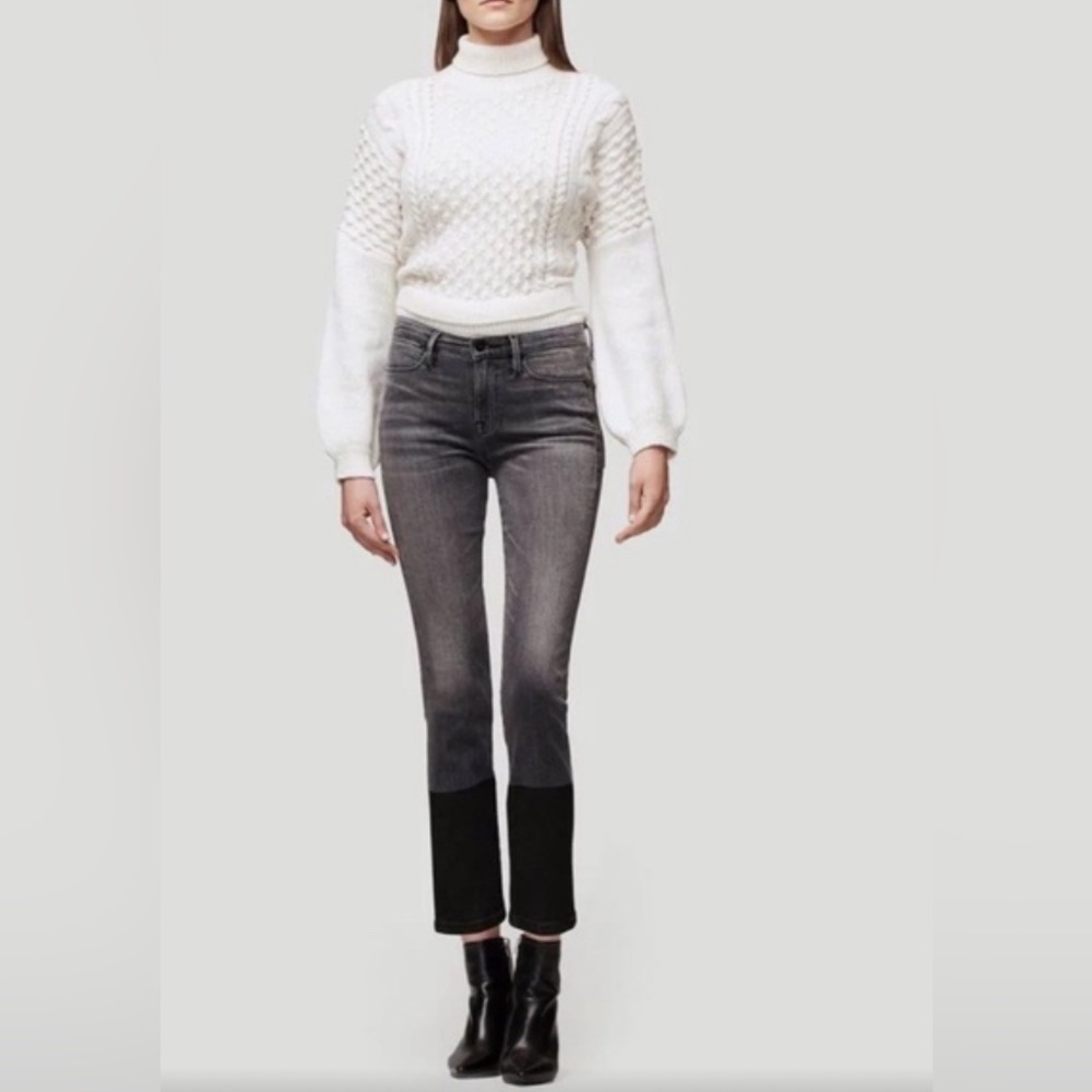 FRAME Denim London Sleepy Hollow Le High Straight Black Two Tone Jeans Size 28